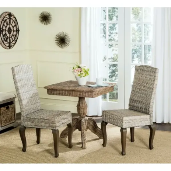 Dining Chairs-Kirkland's Home Whitewashed Kubu Rattan Dining Chairs, Set Of 2 Ivory