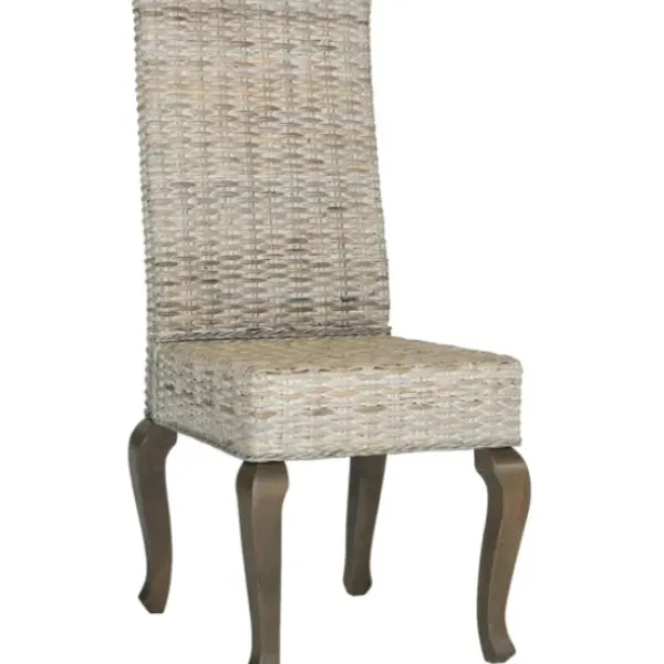 Dining Chairs-Kirkland's Home Whitewashed Kubu Rattan Dining Chairs, Set Of 2 Ivory