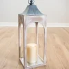 Lanterns-Kirkland's Home Whitewashed New Hampshire Lantern, 36 In. White/Gray