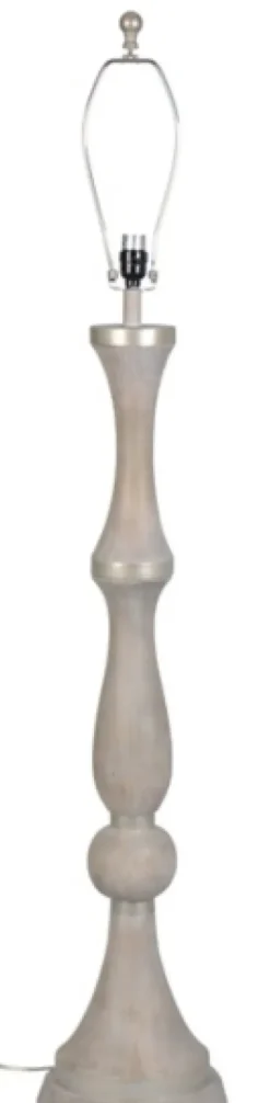 Floor Lamps-Kirkland's Home Whitewashed Silver Trim Floor Lamp Tan