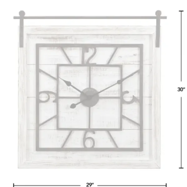 Clocks-Kirkland's Home Whitewashed Sliding Barn Door Wall Clock
