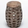 Accent & End Tables-Kirkland's Home Whitewashed Wood Barrel Patterned Side Table Brown
