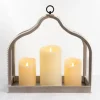 Lanterns-Kirkland's Home Whitewashed Wood Beaded Open Lantern White/Gray