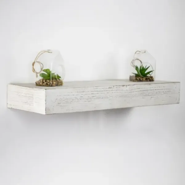 Shelves-Kirkland's Home Whitewashed Wood Floating Shelf, 24 In.