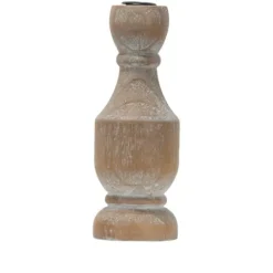 Candle Holders-Kirkland's Home Whitewashed Wood Taper Candle Holder, 9 In. Tan/Brown