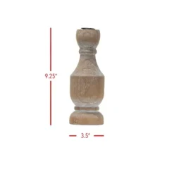 Candle Holders-Kirkland's Home Whitewashed Wood Taper Candle Holder, 9 In. Tan/Brown