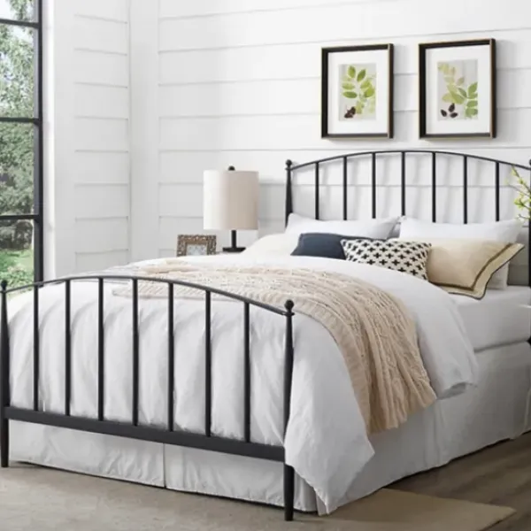 Beds & Headboards-Kirkland's Home Whitley Metal Slat Queen Bed Black