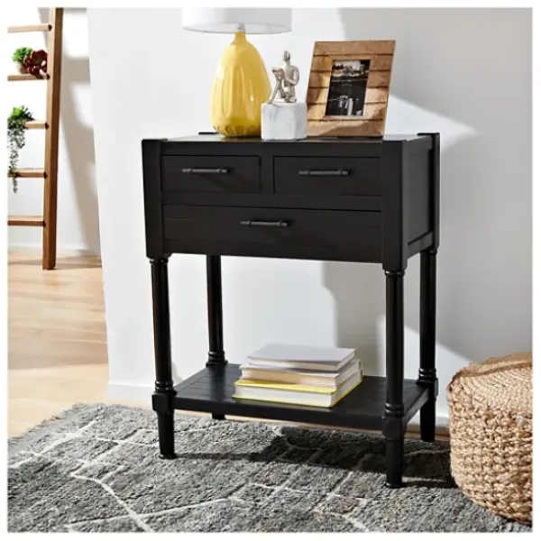 Console Tables-Kirkland's Home Wilbert 3-Drawer Console Table Black