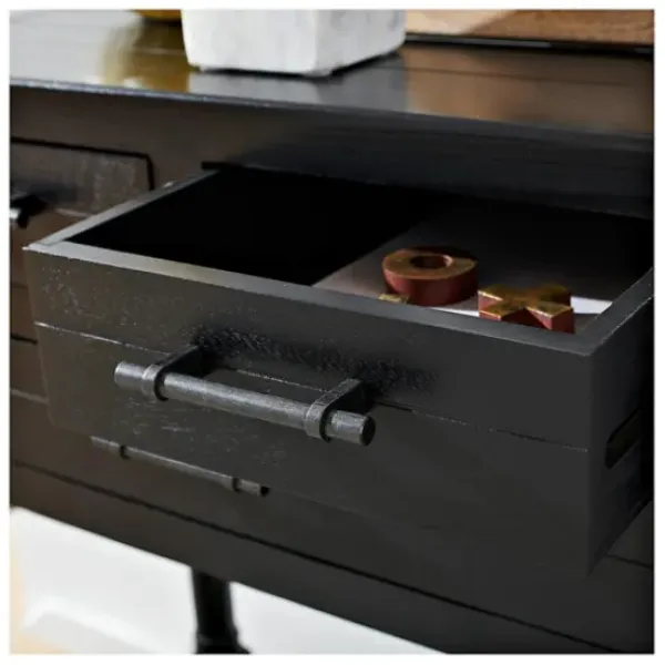 Console Tables-Kirkland's Home Wilbert 3-Drawer Console Table Black