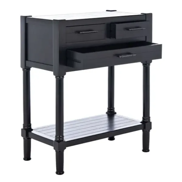 Console Tables-Kirkland's Home Wilbert 3-Drawer Console Table Black