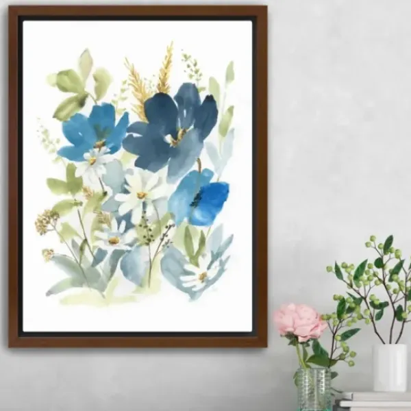 Framed Art-Kirkland's Home Wild Botanical Medley Framed Art Print White/Blue/Green