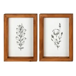 Framed Art-Kirkland's Home Wildflower Stems Framed Art Prints, Set Of 2 White/Black