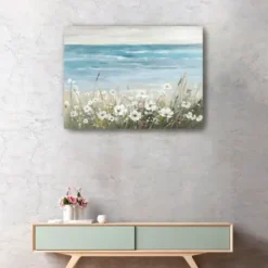 Canvas Art-Kirkland's Home Wildflowers On The Coast Canvas Art Print Blue/Green/White