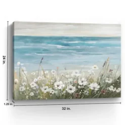 Canvas Art-Kirkland's Home Wildflowers On The Coast Canvas Art Print Blue/Green/White