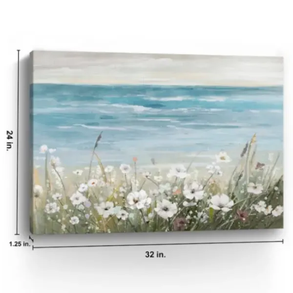 Canvas Art-Kirkland's Home Wildflowers On The Coast Canvas Art Print Blue/Green/White