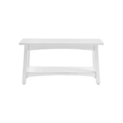 Benches & Ottomans-Kirkland's Home Willis Wooden Lower Shelf Bench White