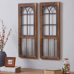 Wall Plaques-Kirkland's Home Willow Farms Window Plaque, Set Of 2 Brown