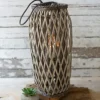 Lanterns-Kirkland's Home Willow Woven Oval Lantern, 23 In. Gray