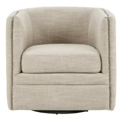 Accent Chairs-Kirkland's Home Wilson Tufted Cream Swivel Accent Chair White