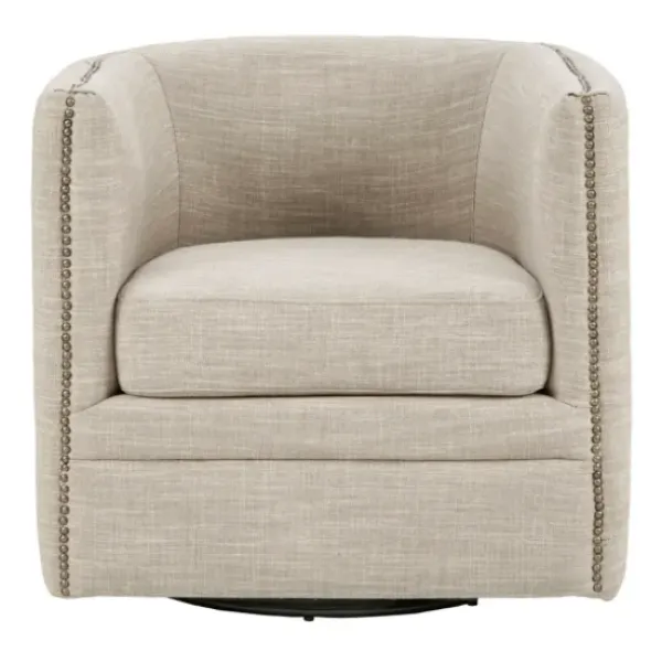 Accent Chairs-Kirkland's Home Wilson Tufted Cream Swivel Accent Chair White