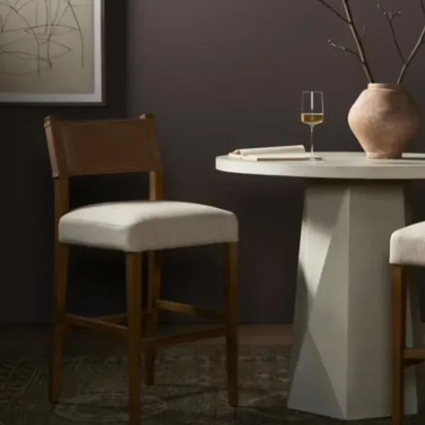 Bar Stools & Counter Height Stools-Kirkland's Home Winchester Tan Upholstered Wood Bar Stool Tan/Brown