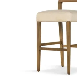Bar Stools & Counter Height Stools-Kirkland's Home Winchester Tan Upholstered Wood Bar Stool Tan/Brown