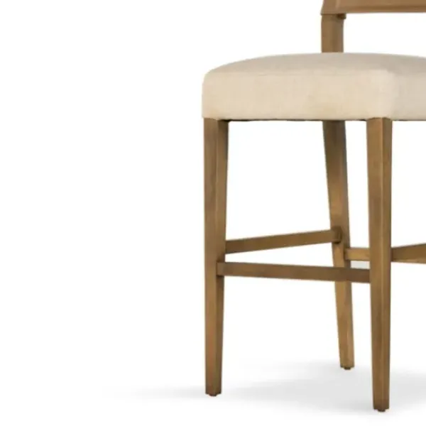 Bar Stools & Counter Height Stools-Kirkland's Home Winchester Tan Upholstered Wood Bar Stool Tan/Brown