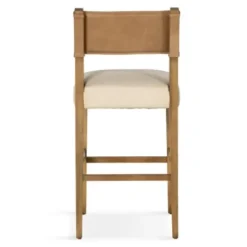 Bar Stools & Counter Height Stools-Kirkland's Home Winchester Tan Upholstered Wood Bar Stool Tan/Brown