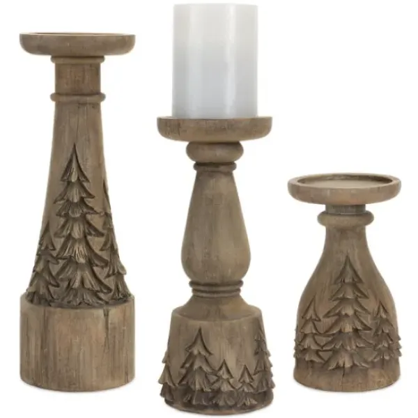 Candle Holders-Kirkland's Home Winter Forest Candle Holders, Set Of 3 Brown