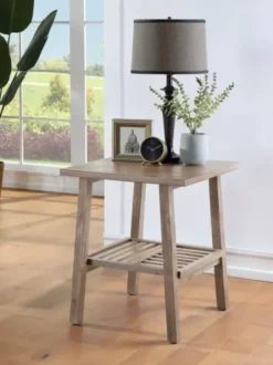 Accent & End Tables-Kirkland's Home Wire Brushed Natural Accent Table Tan