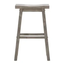 Bar Stools & Counter Height Stools-Kirkland's Home Wire Brushed Saddle Wood Bar Stool Gray