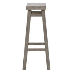 Bar Stools & Counter Height Stools-Kirkland's Home Wire Brushed Saddle Wood Bar Stool Gray