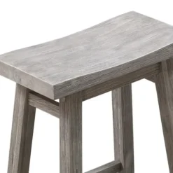 Bar Stools & Counter Height Stools-Kirkland's Home Wire Brushed Saddle Wood Bar Stool Gray