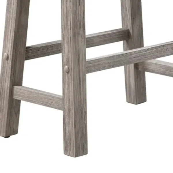 Bar Stools & Counter Height Stools-Kirkland's Home Wire Brushed Saddle Wood Bar Stool Gray