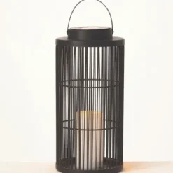 Lanterns-Kirkland's Home Wire Lantern With Solar Powered Led Candle Black