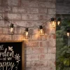 Outdoor Lighting-Kirkland's Home Wire Round Cage Solar Outdoor String Lights Black