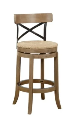 Bar Stools & Counter Height Stools-Kirkland's Home Wirebrushed Wheat Woven Swivel Bar Stool Brown/Tan