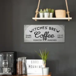 Wall Quotes & Signs-Kirkland's Home Witches Brew Coffee Halloween Canvas Art Print Gray/Black