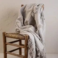 Blankets & Throws-Kirkland's Home With Fringe Rayon Throw Blanket Gray
