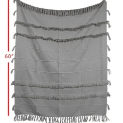 Blankets & Throws-Kirkland's Home With Fringe Rayon Throw Blanket Gray