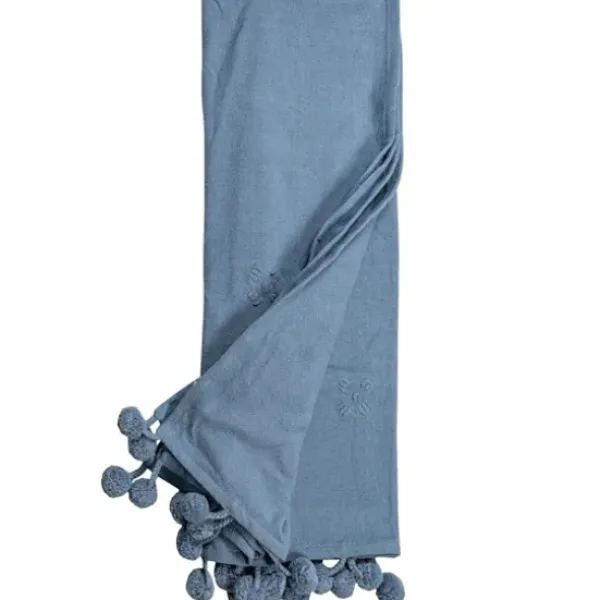 Blankets & Throws-Kirkland's Home With Pom Poms Throw Blanket Blue