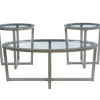 Coffee Tables-Kirkland's Home Wood & Glass Top 3-Pc. Table Set Gray