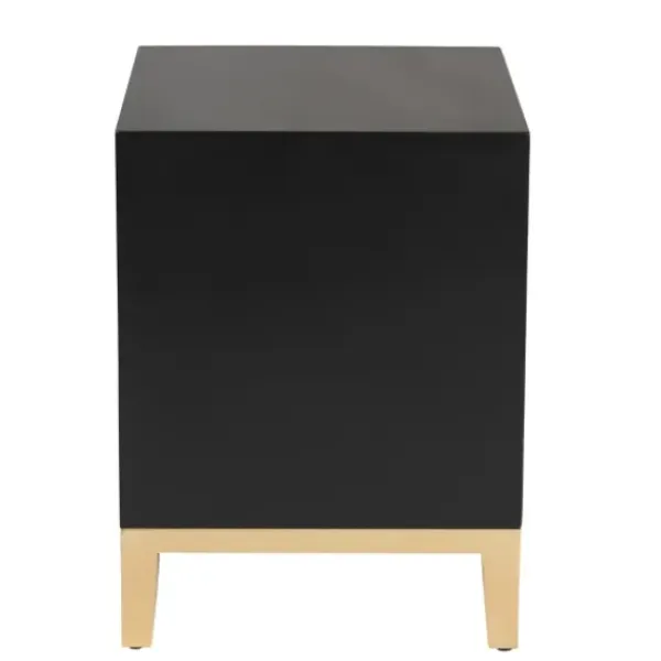 Nightstands-Kirkland's Home Wood & Gold Accent 2-Drawer Nightstand Black