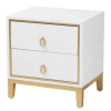 Nightstands-Kirkland's Home Wood & Gold Accent 2-Drawer Nightstand White