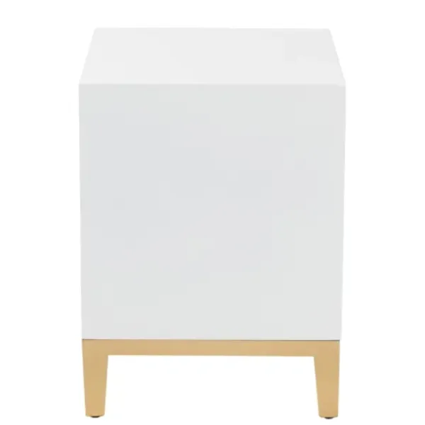 Nightstands-Kirkland's Home Wood & Gold Accent 2-Drawer Nightstand White