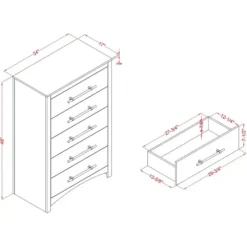 Dressers & Chests-Kirkland's Home Wood & Gold Hardware 5-Drawer Chest Brown