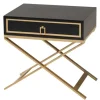 Nightstands-Kirkland's Home Wood & Gold X-Base Nightstand Black