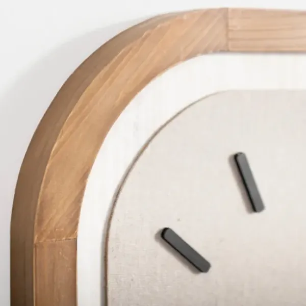 Clocks-Kirkland's Home Wood & Linen Rounded Edge Wall Clock