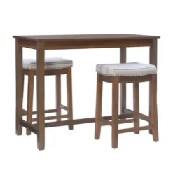Dining Tables-Kirkland's Home Wood & Upholstered Stools 3-Pc. Dining Set Brown