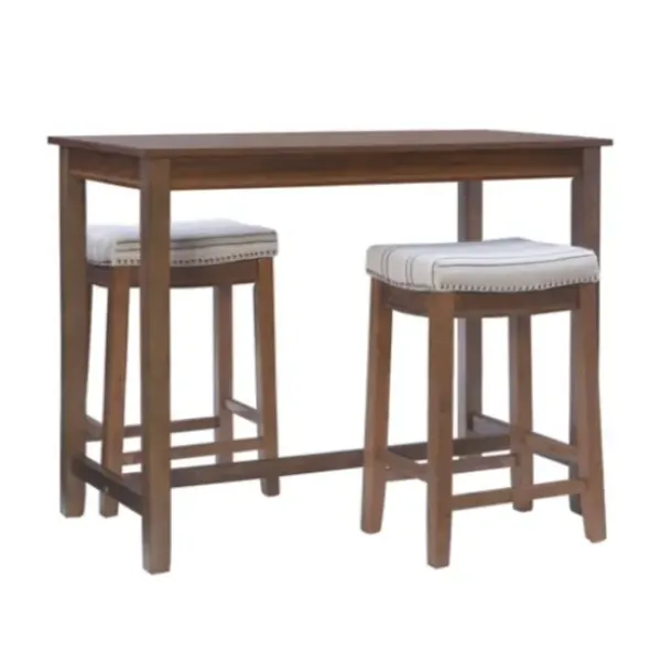 Dining Tables-Kirkland's Home Wood & Upholstered Stools 3-Pc. Dining Set Brown